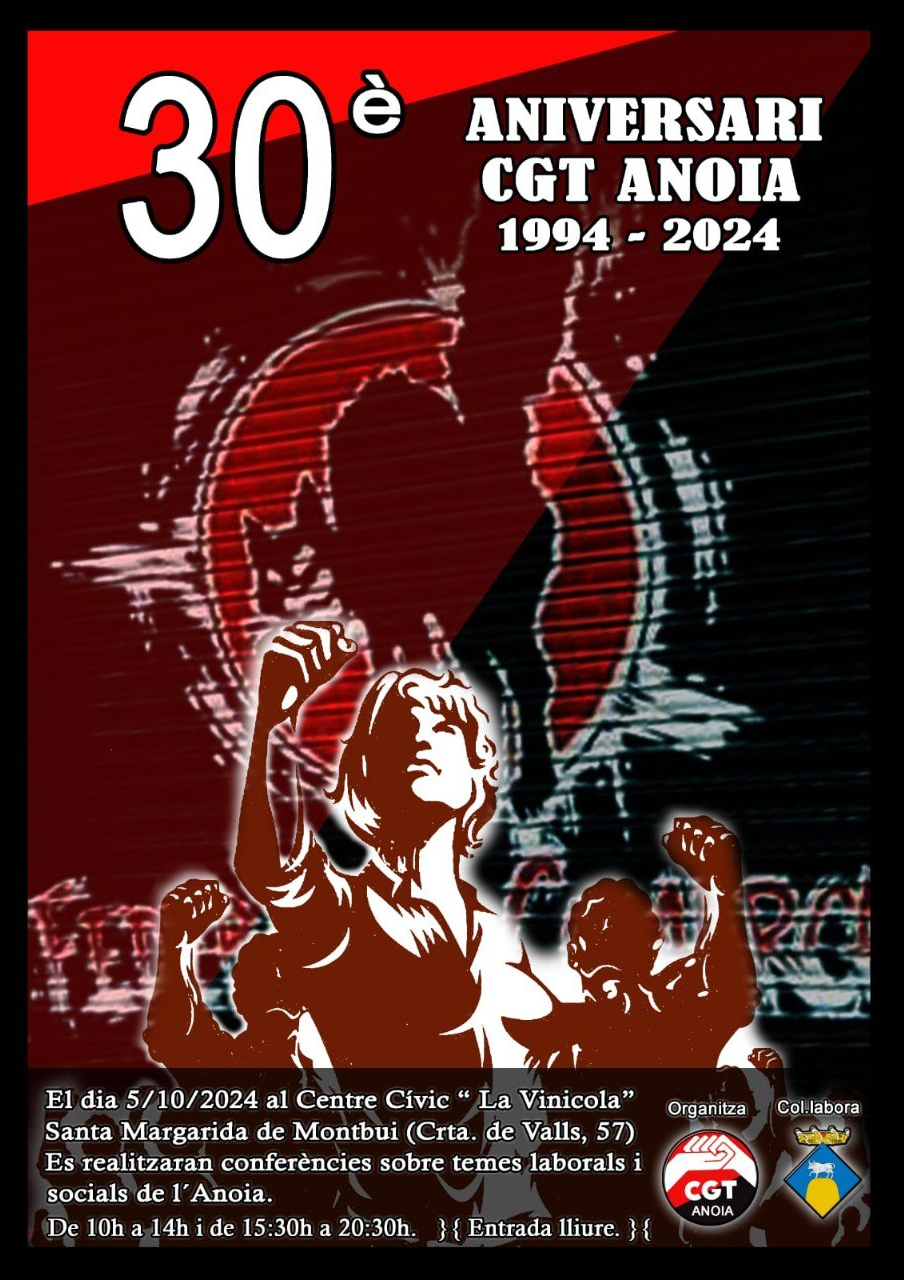 CGT celebrarà el seu 30è aniversari a l’Anoia amb una jornada a Montbui el 5 d’octubre